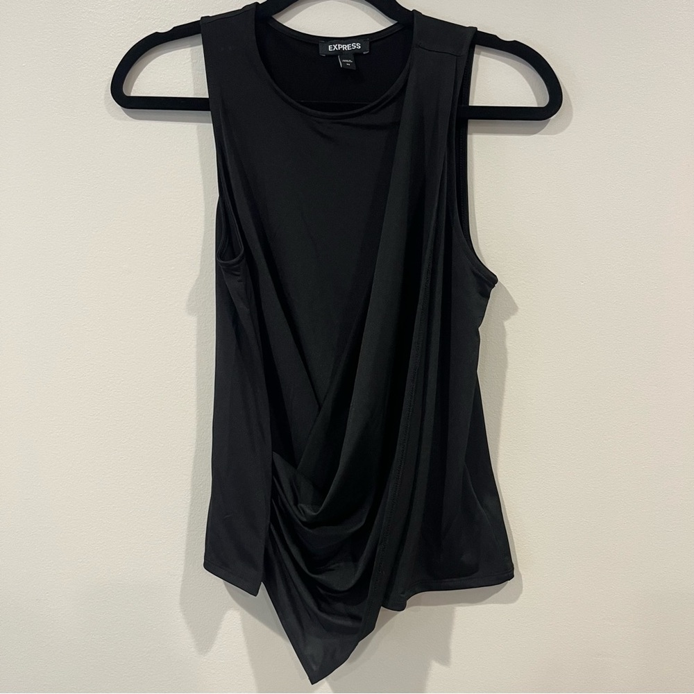 Express Sleeveless top wrap look draped front black size XS NWOT